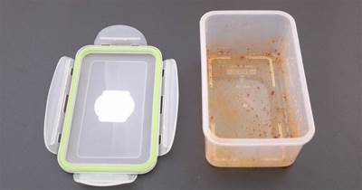 塑膠飯盒沾上油污，怎麼洗都油膩膩的，教你一招，一沖就乾淨，這樣洗超簡單